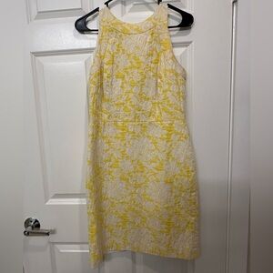 Ann Taylor Yellow and Cream Floral Midi Dress
